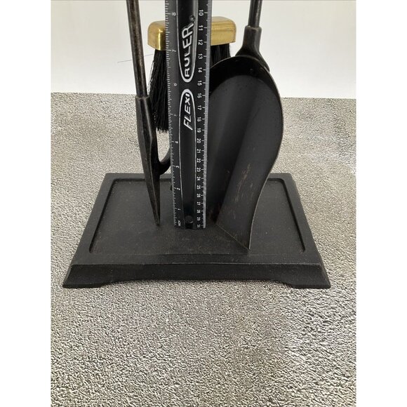 Mid-Century Modern Brass and Iron Fireplace Tool Set 3 Piece w/ stand USA - Picture 12 of 12